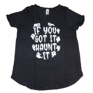 Halloween T-shirt If You Got It Haunt It Black & White Sew In Love Womens L New